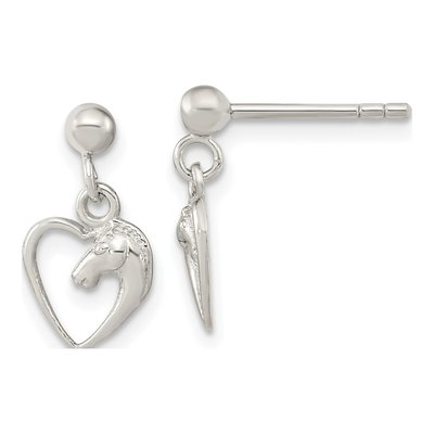 Sterling Silver Girls' Horse Head Dangle Earrings
