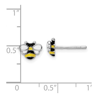 Sterling Silver Girls' Enamel Bumblebee Stud Earrings – view 5