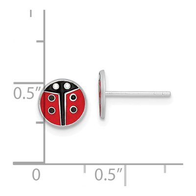Sterling Silver Girls' Enamel Ladybug Stud Earrings – view 5