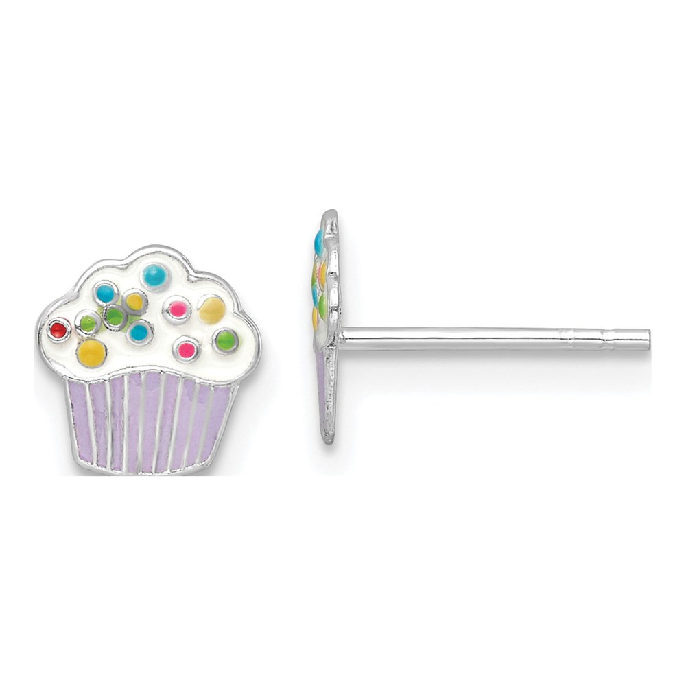 Girls' Sterling Silver Enamel Cupcake Earrings