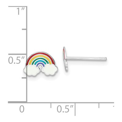 Sterling Silver Girls' Rainbow Enamel Stud Earrings – view 5