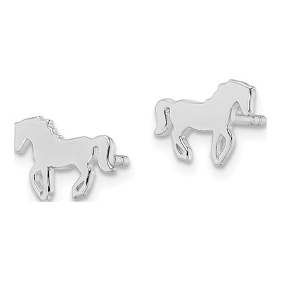 Sterling Silver Girls' Horse Stud Earrings – view 3