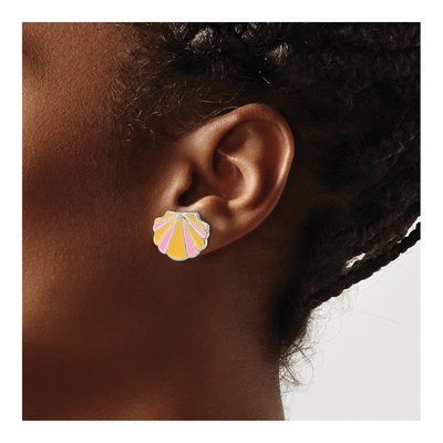 Sterling Silver Girls' Enamel Shell Stud Earrings – view 4