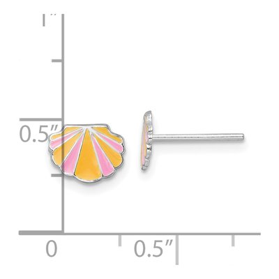 Sterling Silver Girls' Enamel Shell Stud Earrings – view 5