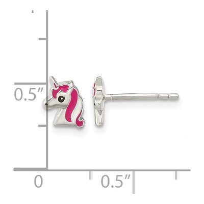 Sterling Silver Girls' Enamel Unicorn Stud Earrings – view 5
