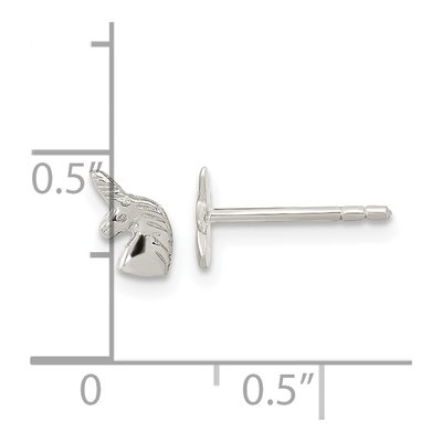 Sterling Silver Girls' Unicorn Head Stud Earrings – view 5