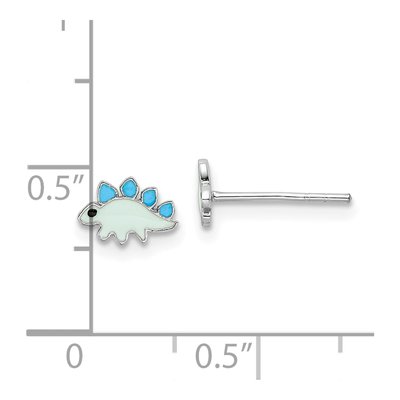 Sterling Silver Girls' Enamel Dinosaur Stud Earrings – view 5