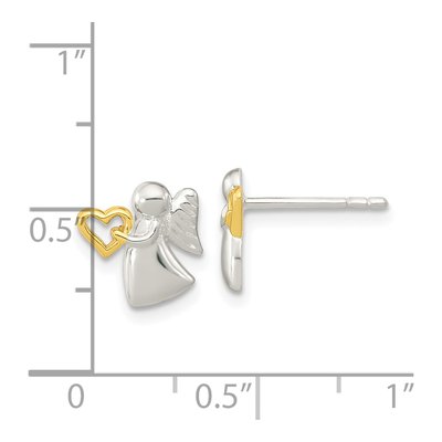 Sterling Silver Girls' Angel Heart Stud Earrings – view 5