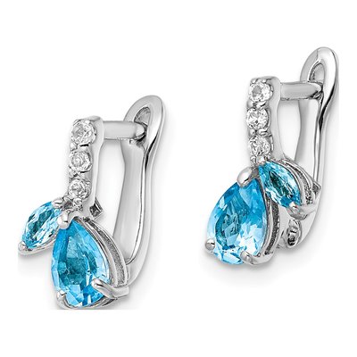 Sterling Silver Swiss Blue Topaz & White Topaz BT Dangle Earrings – view 3