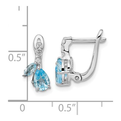 Sterling Silver Swiss Blue Topaz & White Topaz BT Dangle Earrings – view 5