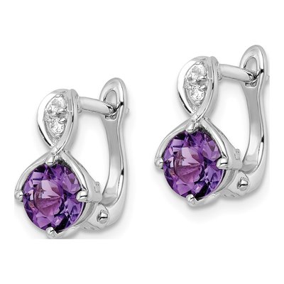 Sterling Silver Amethyst & White Topaz Dangle Earrings – view 3