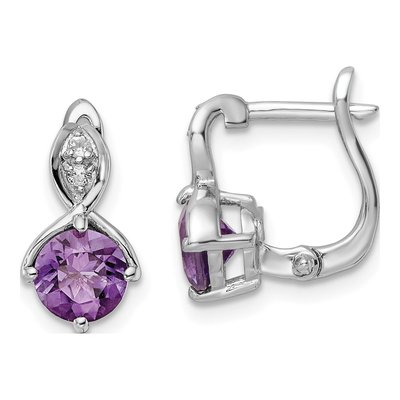 Sterling Silver Amethyst & White Topaz Dangle Earrings