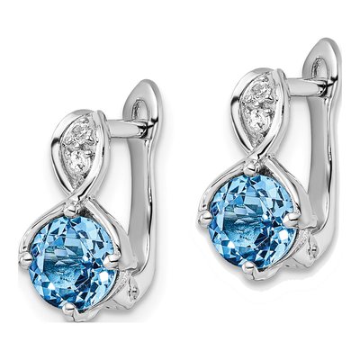 Sterling Silver Swiss Blue Topaz & White Topaz BT Dangle Earrings – view 3