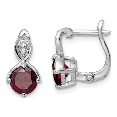 Sterling Silver Garnet & White Topaz Dangle Earrings