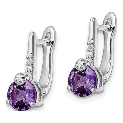 Sterling Silver Amethyst & White Topaz Circle Dangle Earrings – view 3