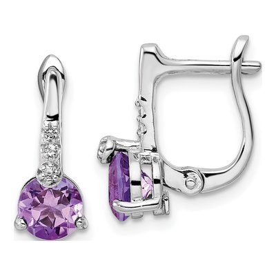 Sterling Silver Amethyst & White Topaz Circle Dangle Earrings
