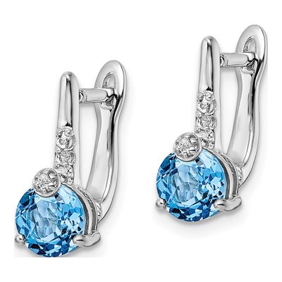 Sterling Silver Swiss Blue Topaz & White Topaz Circle Dangle Earrings – view 3