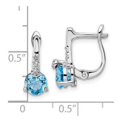 Sterling Silver Swiss Blue Topaz & White Topaz Circle Dangle Earrings – view 5