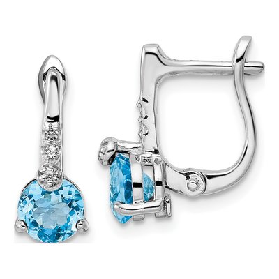 Sterling Silver Swiss Blue Topaz & White Topaz Circle Dangle Earrings