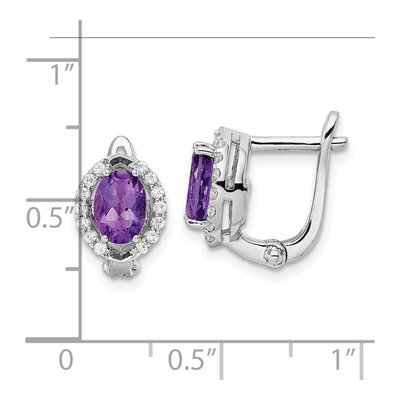 Sterling Silver Amethyst & White Topaz WhiteTopaz Oval Dangle Earrings – view 5