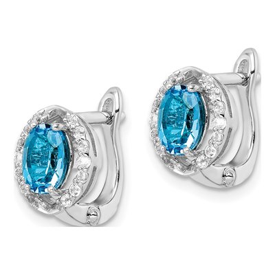 Sterling Silver Swiss Blue Topaz & White Topaz BT Oval Dangle Earrings – view 3