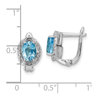 Sterling Silver Swiss Blue Topaz & White Topaz BT Oval Dangle Earrings – view 5