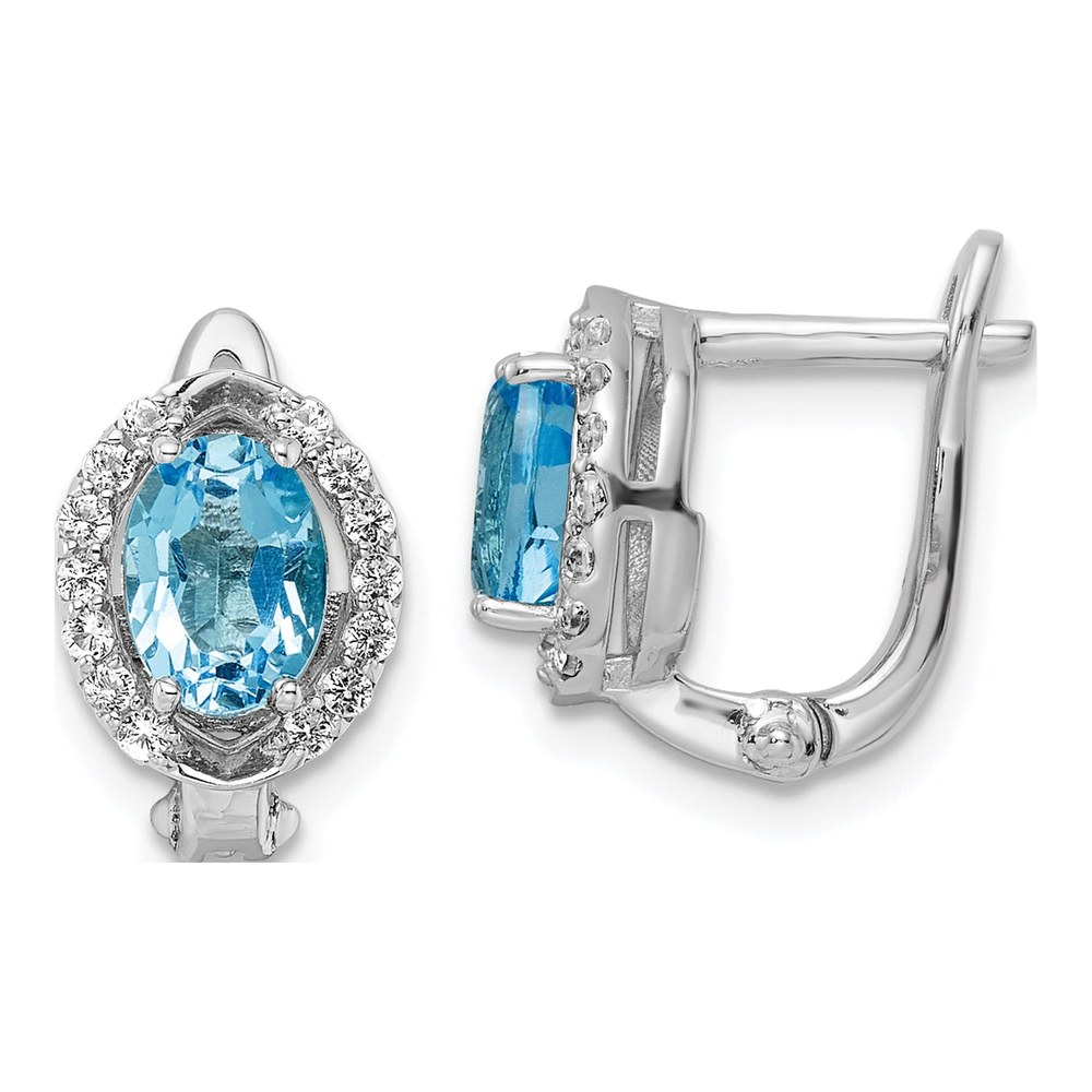 Sterling Silver Swiss Blue & White Topaz Earrings
