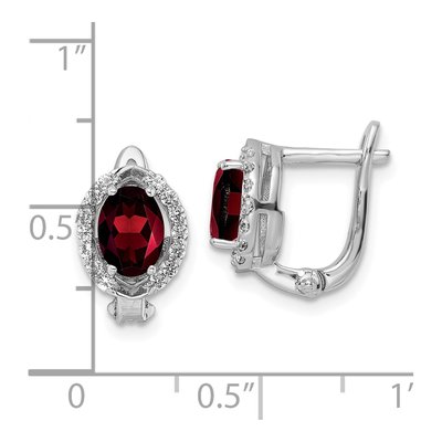Sterling Silver Garnet & White Topaz Oval Dangle Earrings – view 5