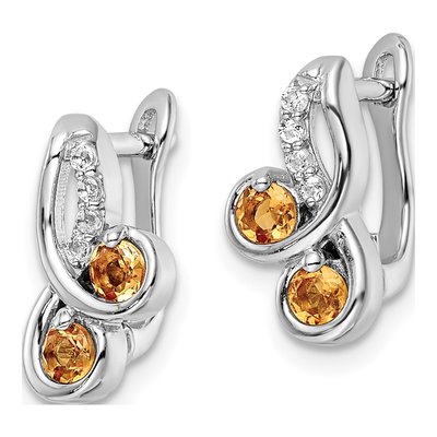 Sterling Silver Citrine & White Topaz Swirl Dangle Earrings – view 3