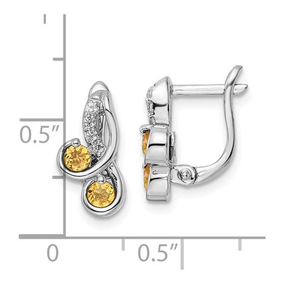 Sterling Silver Citrine & White Topaz Swirl Dangle Earrings – view 5