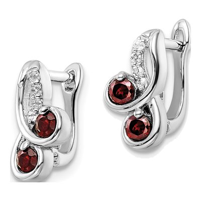 Sterling Silver Garnet & White Topaz Swirl Dangle Earrings – view 3