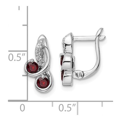 Sterling Silver Garnet & White Topaz Swirl Dangle Earrings – view 5