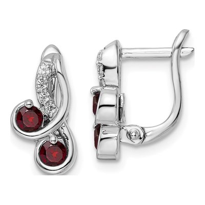 Sterling Silver Garnet & White Topaz Swirl Dangle Earrings