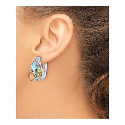 Sterling Silver Citrine & Swiss Blue Topaz 1.50T.W Pe Ci Lsbt Wt Dangle Earrings – view 4