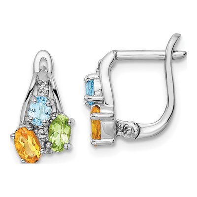 Sterling Silver Citrine & Swiss Blue Topaz 1.50T.W Pe Ci Lsbt Wt Dangle Earrings