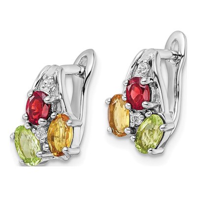 Sterling Silver Citrine & Garnet Multi-Gemstone Dangle Earrings – view 3
