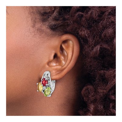 Sterling Silver Citrine & Garnet Multi-Gemstone Dangle Earrings – view 4