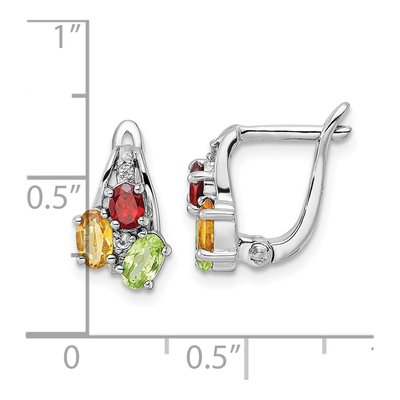 Sterling Silver Citrine & Garnet Multi-Gemstone Dangle Earrings – view 5