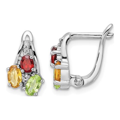Sterling Silver Citrine & Garnet Multi-Gemstone Dangle Earrings