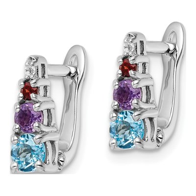 Sterling Silver Swiss Blue Topaz & Amethyst Multi-Gemstone Dangle Earrings – view 3