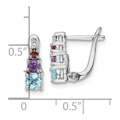 Sterling Silver Swiss Blue Topaz & Amethyst Multi-Gemstone Dangle Earrings – view 5