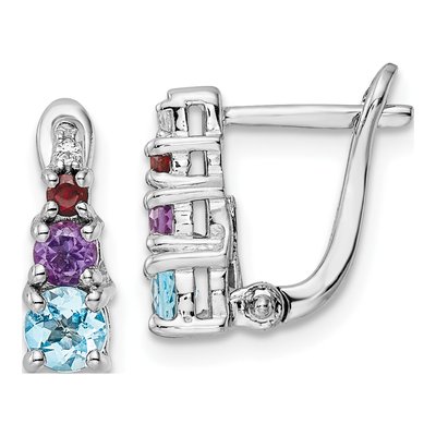 Sterling Silver Swiss Blue Topaz & Amethyst Multi-Gemstone Dangle Earrings