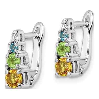 Sterling Silver Citrine & Peridot Multi-Gemstone Dangle Earrings – view 3