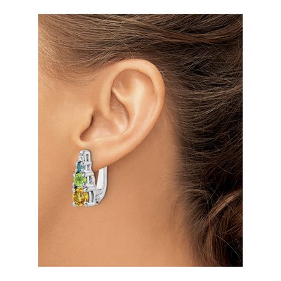Sterling Silver Citrine & Peridot Multi-Gemstone Dangle Earrings – view 4