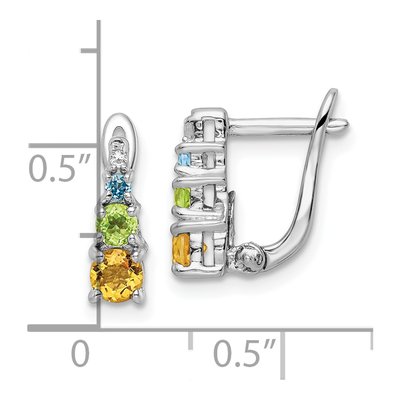 Sterling Silver Citrine & Peridot Multi-Gemstone Dangle Earrings – view 5