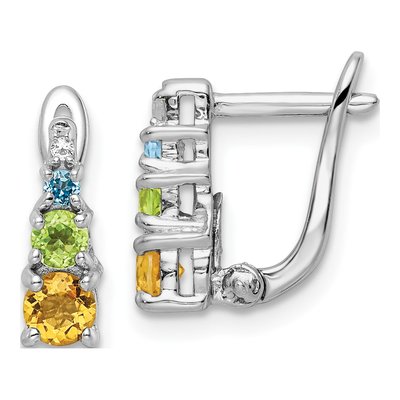 Sterling Silver Citrine & Peridot Multi-Gemstone Dangle Earrings