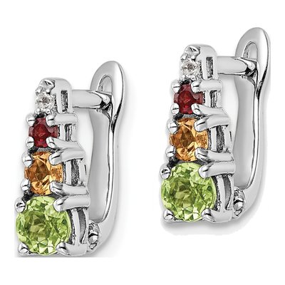 Sterling Silver Peridot & Citrine Multi-Gemstone Dangle Earrings – view 3