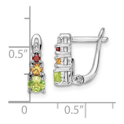 Sterling Silver Peridot & Citrine Multi-Gemstone Dangle Earrings – view 5