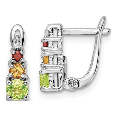 Sterling Silver Peridot & Citrine Multi-Gemstone Dangle Earrings
