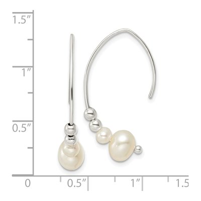 Sterling Silver Simulated Pearl Glass Threader Earrings – view 5